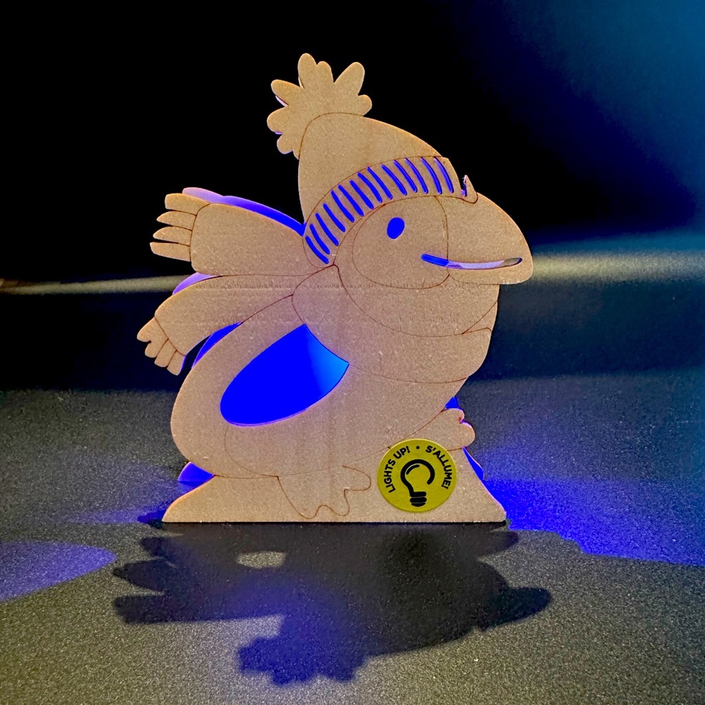 6" Unfinished LED Christmas Bird Wooden Box Color In Kids Craft